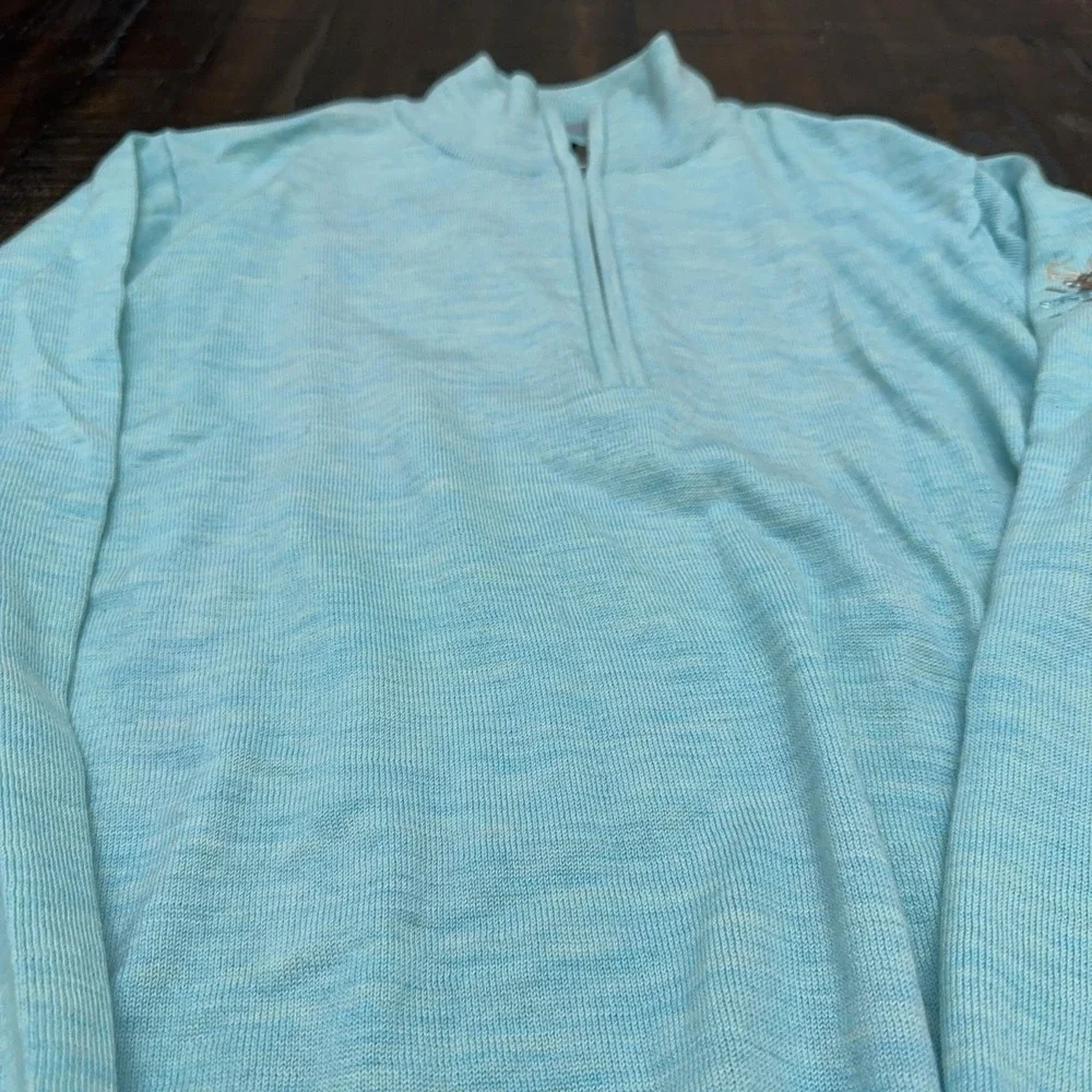 FootJoy Sweater Mens Large Blue 100% Wool 1/4 Zip Mock The Golf Club New Albany